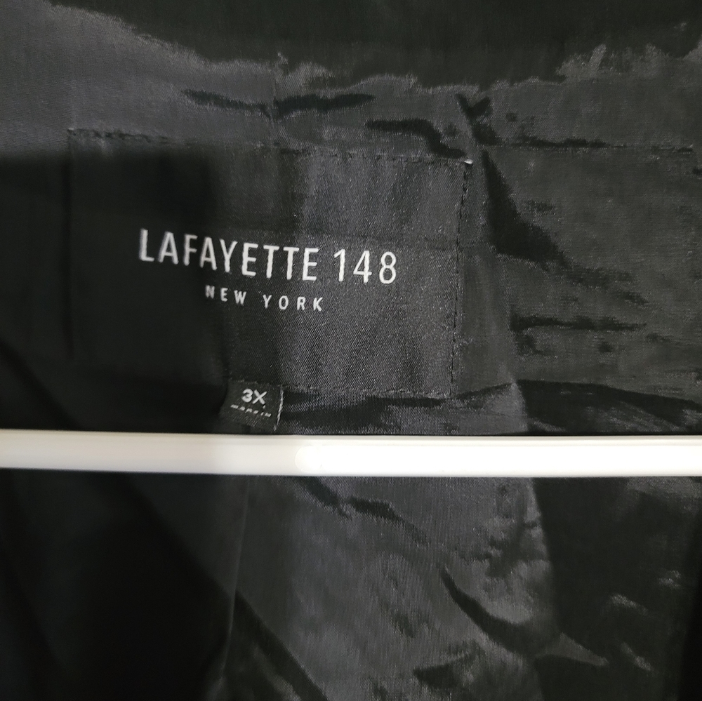 Lafayette‎ 148 Black Trench Coat Size 3X Jacket Pockets Open Blazer - Picture 2 of 5